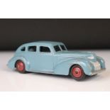 Scarce Dinky 39e Chrysler Royal Sedan diecats model in grey/blue with red riged hubs and lacquered