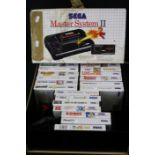 Retro Gaming - Boxed Sega Master System II console (box poor) with 2 x original controllers, 1 x