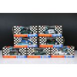 Seven boxed Scalextric Race Tuned slot cars to include C87 Vanwall, C78 AC Cobra Sports, C77 Ford