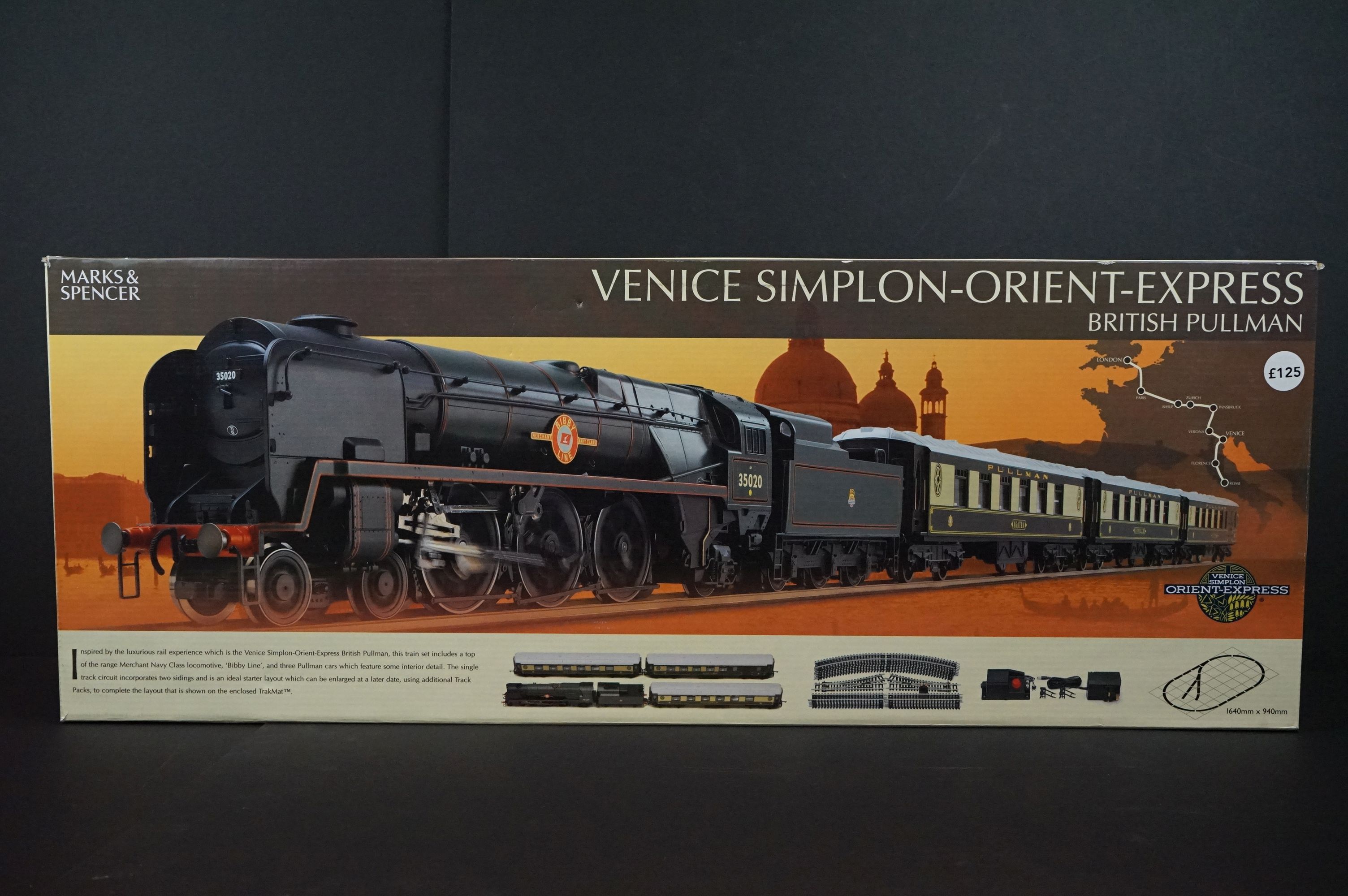 Boxed Hornby Marks & Spencer R1062 Venice Simplon Orient Express British Pullman Train set complete,