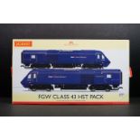 Boxed Hornby OO gauge R3478 FGW Class 43 HST Train Pack, tear to box end flap