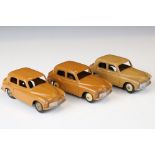 Three original Dinky Hillman Minx diecats model variants to include 2 x 1st casting 40f examples