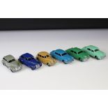 Six early Dinky diecast models to include 139 Ford Sedan, 39b Oldsmobile, 151 Triumph 1800 Saloon,