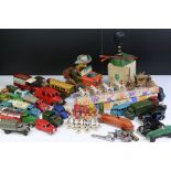 Collection of tin plate, diecast & plastic mid 20th C models to include Triang Minic, Chad Valley,