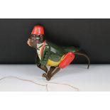 Lehmann Tom 385 tin plate Climbing monkey in green/black waistcoat & red fez, in a gd play worn