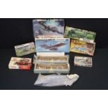 Seven boxed plastic model kits, to include Airfix 1:72 B-25 Mitchell, Sepecat Junior, 1:32 1910 B