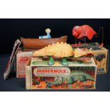 Three boxed Triang Minic tin plate toys to include Jabberwock, Jack in the Boat Rowing Boat with 2 x