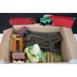 Quantity of Hornby O gauge tin plate model railway to include 2 x boxed items of rolling stock (