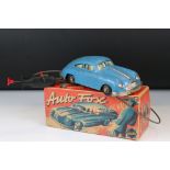 Boxed Gescha Auto Fox Nr 559 Porsche, mid blue body, plated trim, dog in window, control cable