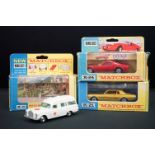 Three boxed Matchbox King Size diecast models to include K24 Lamborghini Miura in metallic red, K6