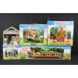 Four Boxed Tomy Sylvanian Families sets to include Canal Boat no. 3036, Cottage Hospital and Nurse