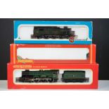 Three boxed OO gauge locomotives to include 2 x Hornby (R324 Lady Godiva BR Black Livery & R759