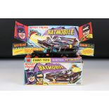 Boxed Corgi 267 Batmobile diecast model with Batman & Robin figures, siren has been snapped off from