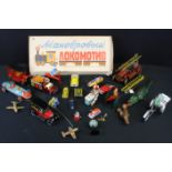 Collection of vintage tin plate, metal & plastic toys to include boxed Russian tin plate railway