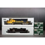 Two boxed Kato HO gauge Santa Fe locomotives to include 37-2501 #2099 & 37-2908 #5027