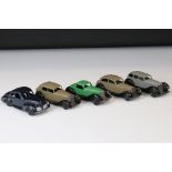 Five early Dinky diecast models to include 30b Rolls Royce, 30c Daimler, 36b Bentley, 36a