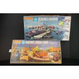 Two boxed Matchbox play sets to include Railway Goods Yard (appears complete) and Seakings Harbour