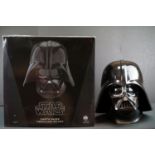 Star Wars - Anovos Darth Vader full scale replica fiberglass helmet in shop box, helmet has damage