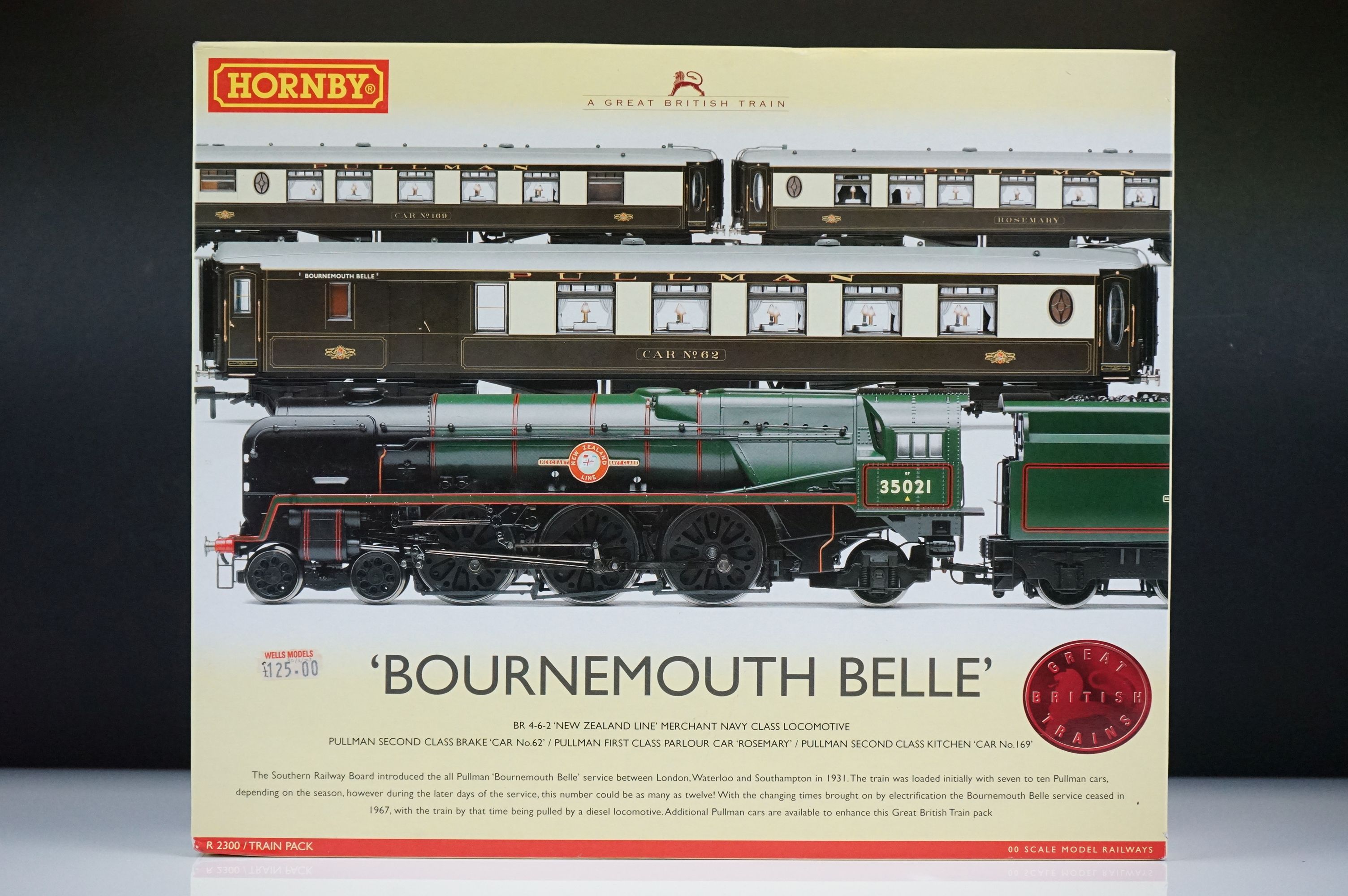 Boxed Hornby OO gauge R2300 Bournemouth Belle Train Pack complete with Merchant Class locomotive,