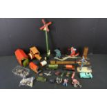 Mixed toys - 12 Mid 20th C tin plate toys to include a Lehmann windmill, Triang Minic car,