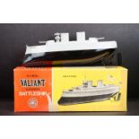 Boxed Sutcliffe all metal Valiant clockwork Battleship model in black & grey, complete with