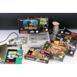 Retro Gaming - Super Nintendo console with 1 x original controller, 1 x custom controller (LMP