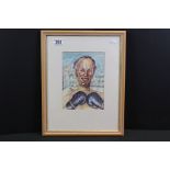 Boxing - Framed and glazed character study of Henry Cooper, signed McMahon, approx. 42cm x 33cm