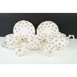 Aynsley Tete-a-Tete Set decorated with pink roses comprising Tea Pot, Milk, Sugar and 2 Tea Cups,