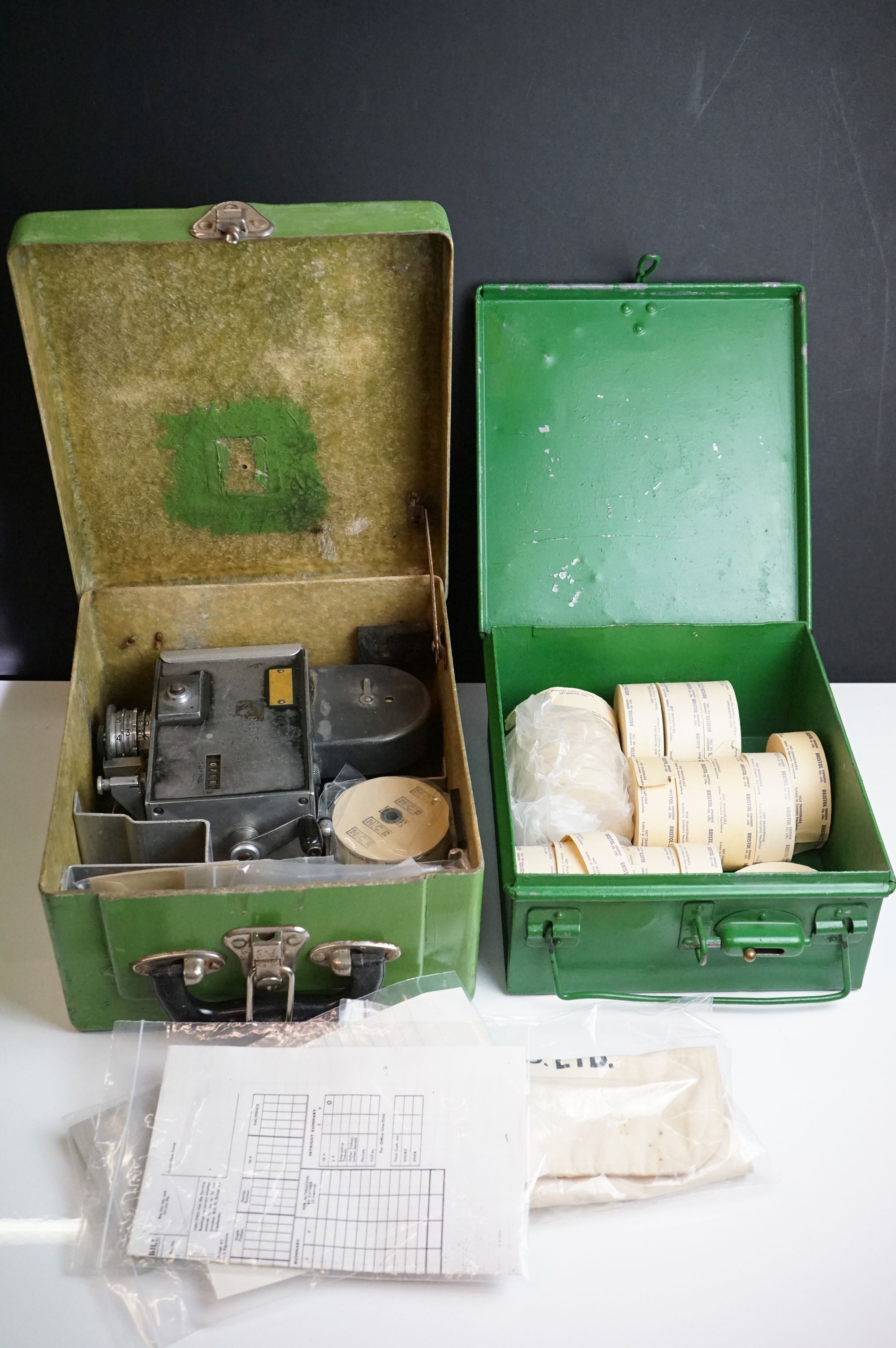 Mid century ' The Setright ' Bus Ticket Machine no. BT978 in it's original case together with