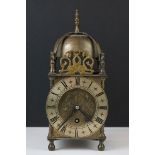 18th century style Brass Lantern Clock made by Smiths English Clocks Ltd, with key, 25cm high