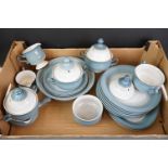 Denby ' Castile Blue ' part Dinner Set comprising 2 oval serving plates, serving bowl, 6 side