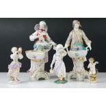 Pair of KPM Berlin Porcelain Figures in the form of a Man and a Woman with baskets 23cm high