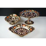 Three items of Royal Crown Derby Imari pattern Ceramics including a Footed Comport pattern 1126 24.