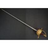 Peter Pan Captain Hook officially licensed movie replica rapier sword by Marto-Toledo, with a gold-