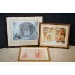 William Russell Flint, Three Framed and Glazed Prints with facsimile signatures, largest image