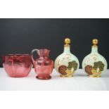 Pair of 19th century Coalport Scent Bottles and Stoppers, decorated in the Lotus Pad pattern on a