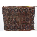 Antique Eastern Wool Red and Blue Ground Rug, 130cm x 100cm