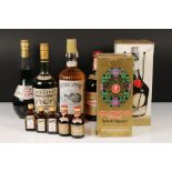 A collection of six bottled spirits to include Benedictine, Glayva, Drambuie, Southern Comfort,