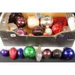 A collection of Victorian glass Christmas tree baubles to include coloured and ribbed examples
