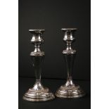 Pair of Silver Plated Candlesticks in the Georgian manner, 22cm high