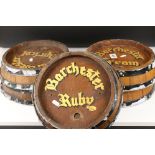 A collection of five Barchester wooden barrel wall signs / plaques.