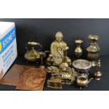 Mixed lot including Brass and Indian Brass, Silver Plate, Plaster Buddha, Resin Chinese Dragon,