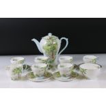 Shelley Coffee Set in the Woodlands pattern, comprising Coffee Pot, Six Tea Cups, Six Saucers,