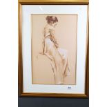Print of a Lady in a Silk Nightdress marked to verso ' Silk 1 ' from Belgravia Gallery, 55cm x 35cm,