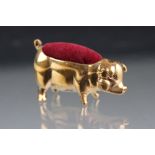 Brass pig pincushion