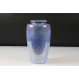 Ruskin Pottery Vase with a mottled blue lustre glaze, impressed marks to base and dated 1925, 23cm