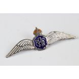 Silver RAF Wings Sweetheart Brooch with enamel decoration, 5.5cm long