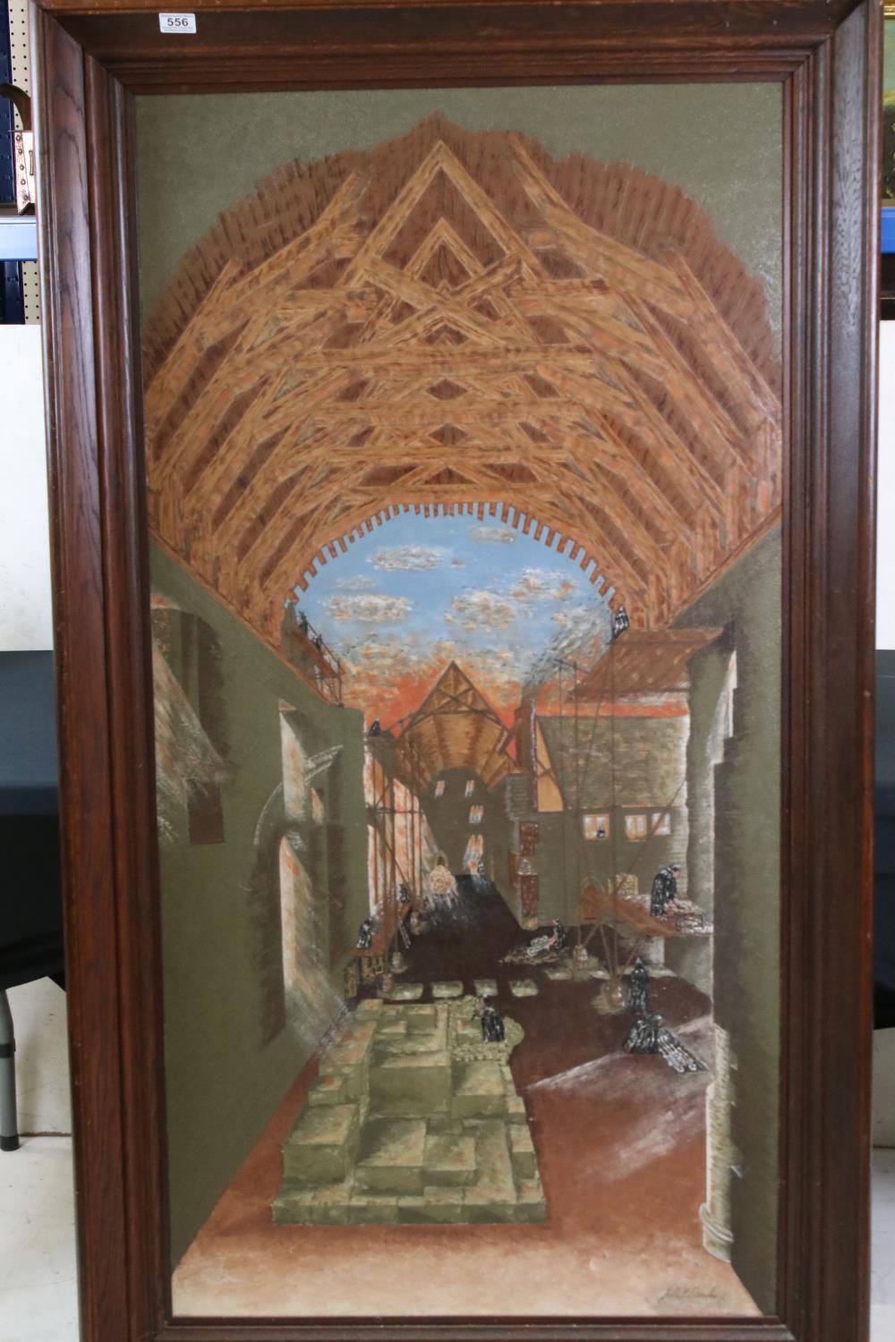 John Brooks ' Resurrection of Blackfriars Abbey Gloucester ' 20th century oil on board, signed to