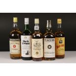 Five bottles of scotch whisky to include Special Reserve, Teachers, Bagots, Black & White and