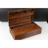 Anglo Indian Reeded Snakewood Writing Slope Box, opening to a fitted interior with brown writing